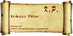 Kránicz Péter névjegykártya